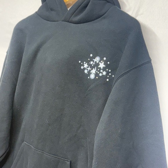 Wild Fable Black Hoodie Disco Ball Star Print Pullover Size M Y2K Rhinestone 70s - Picture 3 of 16